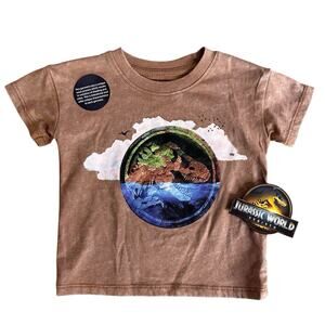 Jurassic Toddler Short Sleeve Crewneck Tee Shirt 12 Months Brown Dinosaur New￼